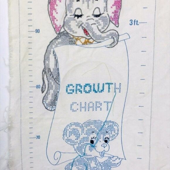 Growth Chart Unfinished Embroidery Vintage - Picture 1 of 7